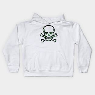 evil green skull flames Kids Hoodie